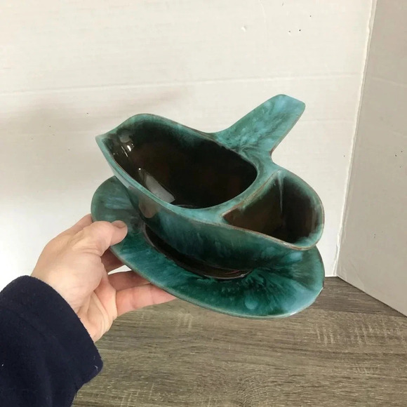 Vtg Drip Glaze Gravy Boat - Picture 8 of 11